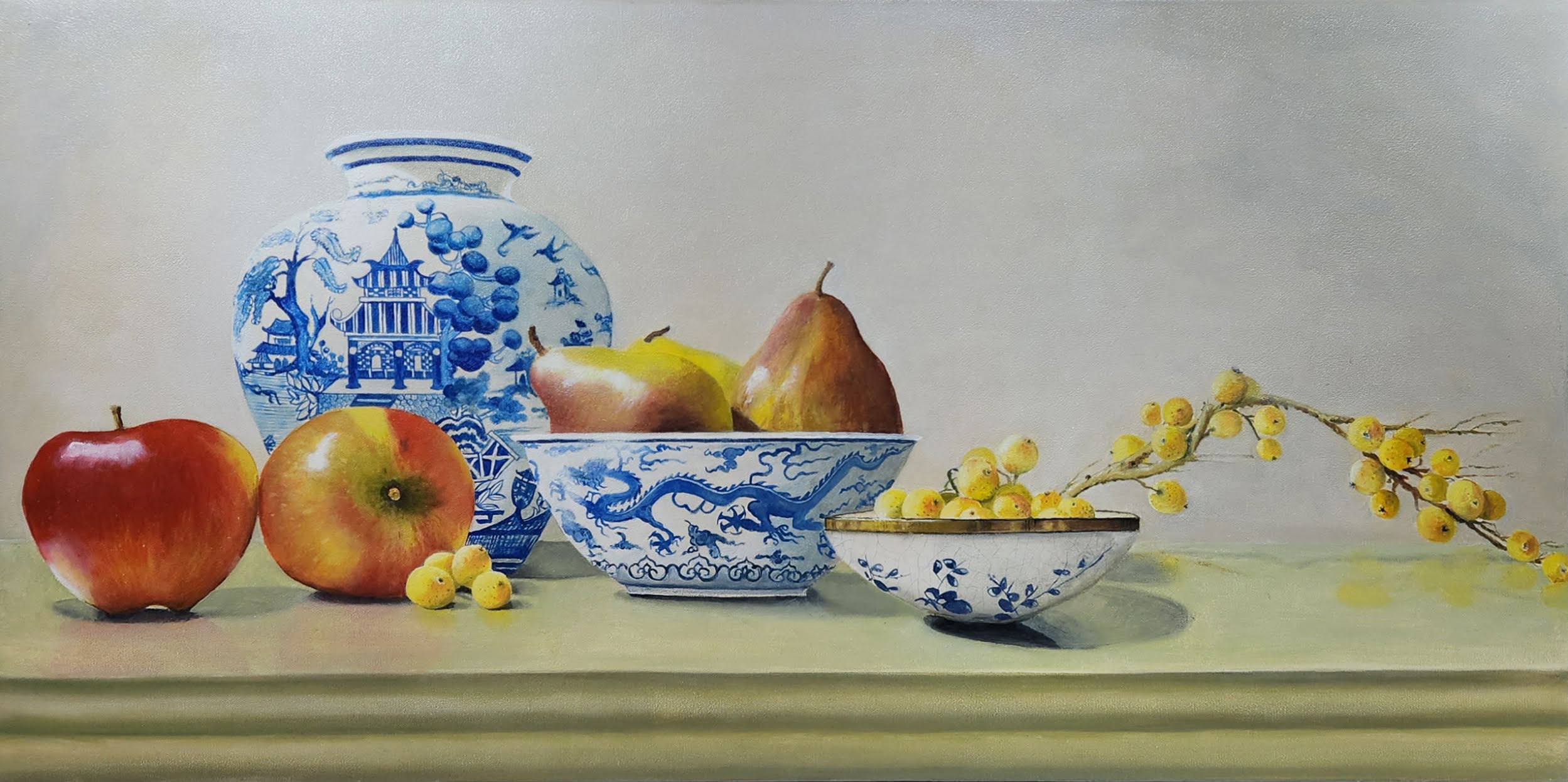 Porcelain and Fruit By Dennis Whalen