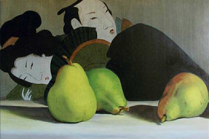 Lovers and pears .Oil on panel for purchase